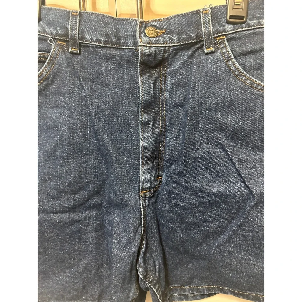Vintage Lee High Waisted Denim Shorts Dark Wash Made in USA 16 MED Indigo Cotton